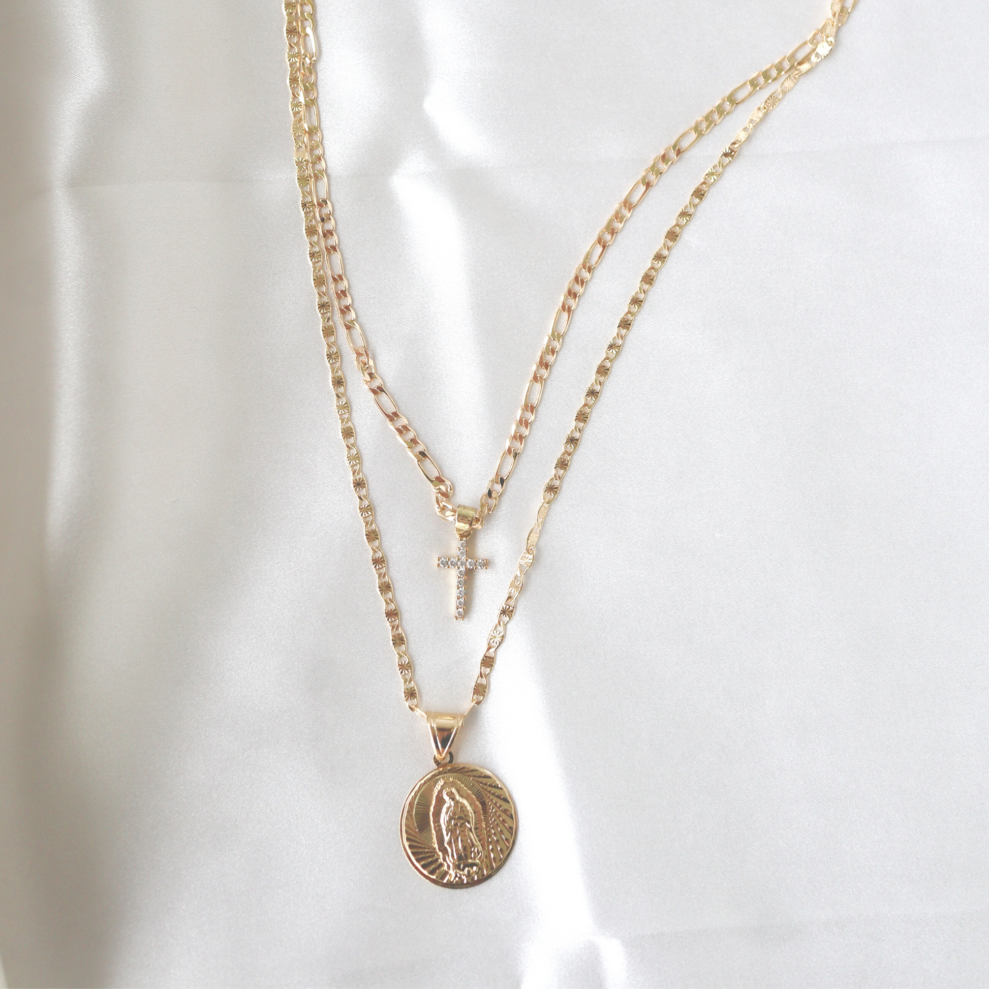 Virgin mary 2025 layered necklace